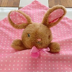 Rabbit Lovey Security Pink Polka Dot Blanket